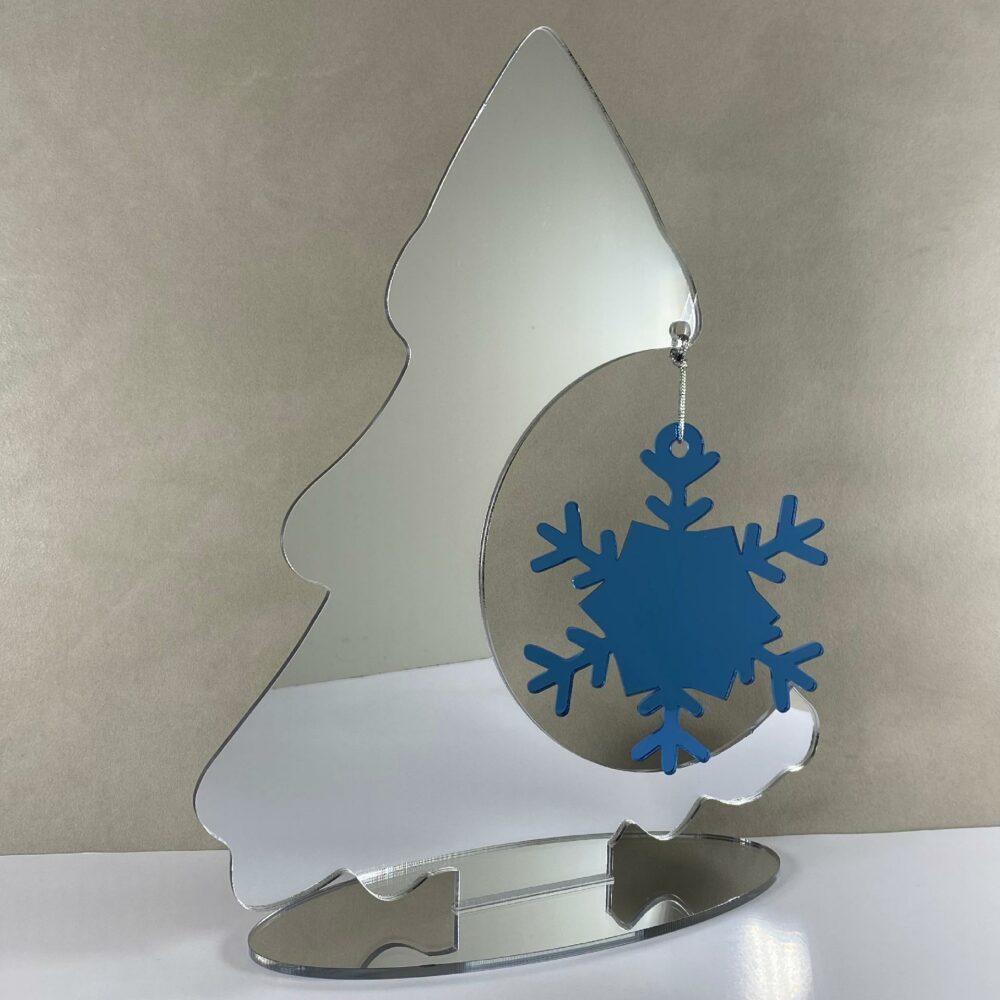Albero con pallina Fiocco di Neve - Decoro Natalizio Regplex in Plexiglass - immagine 2