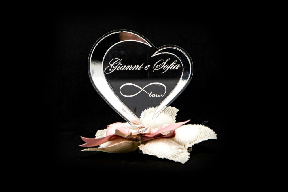Amore Infinito - Cuore in Plexiglas in versione accessorio per Bomboniera Regplex Personalizzabile - immagine 3