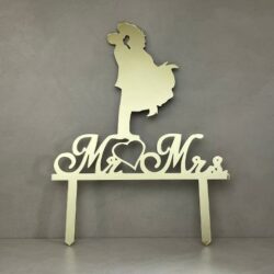 Cake Topper con sposi e scritta - Mr  Mrs - in Plexiglass Regplex Decorazione per Torta