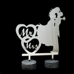 Cake Topper Cuori - Mr & Mrs - in Plexiglas Regplex per Torta - immagine 2