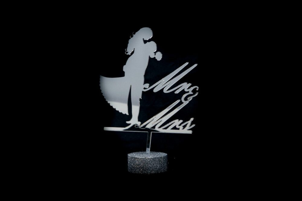 Cake Topper - Mr & Mrs - in Plexiglas Regplex per Torta Nuziale - immagine 2