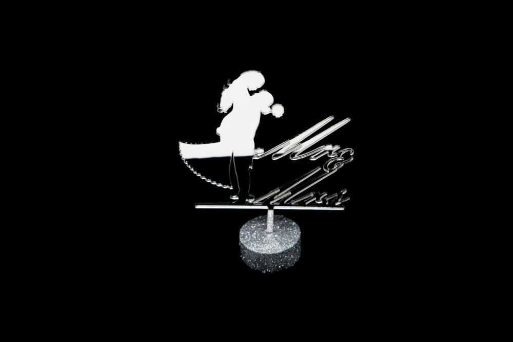 Cake Topper - Mr & Mrs - in Plexiglas Regplex per Torta Nuziale - immagine 3