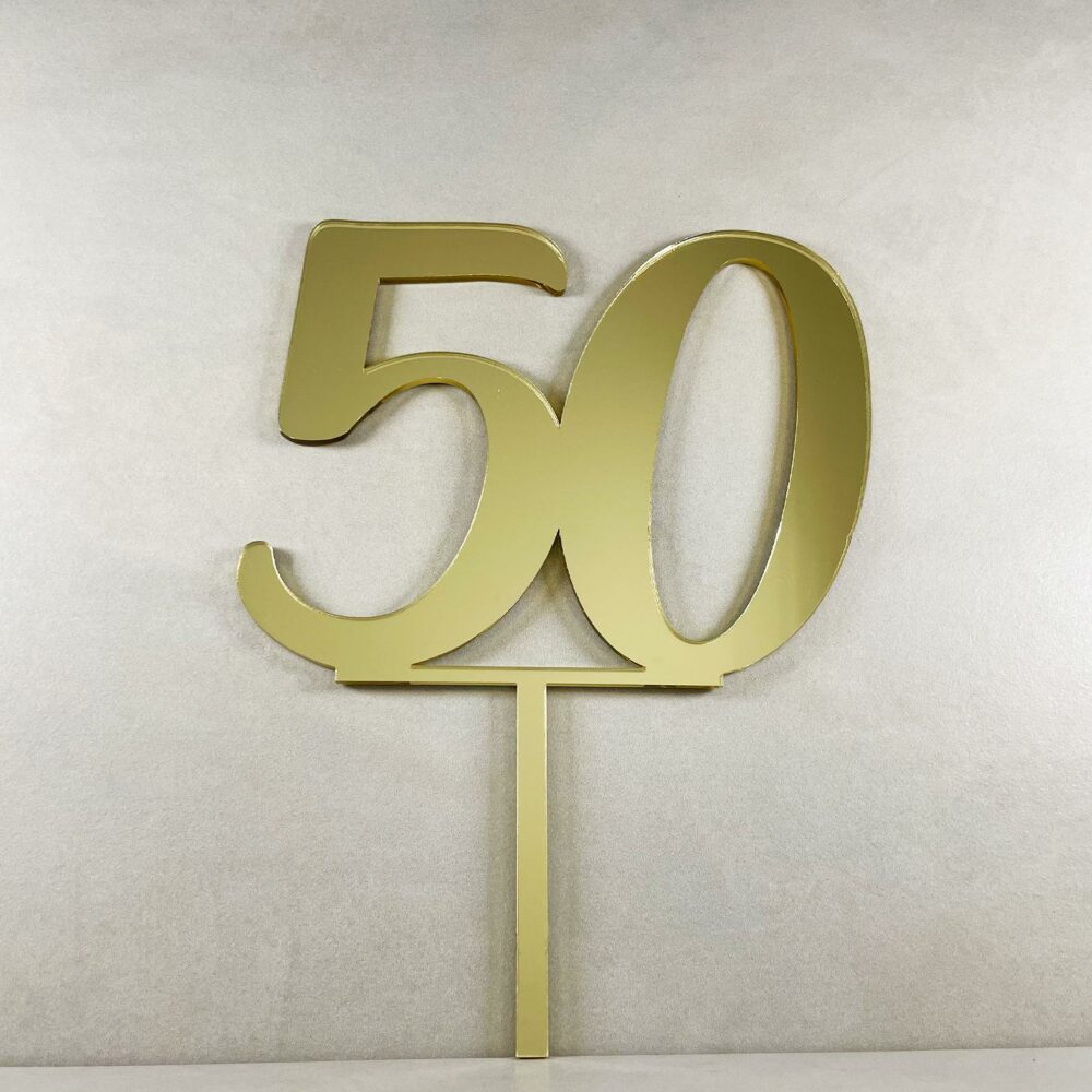 Cake Topper - Numero 50 - in Plexiglas Regplex Decorazione per Torta - immagine 2