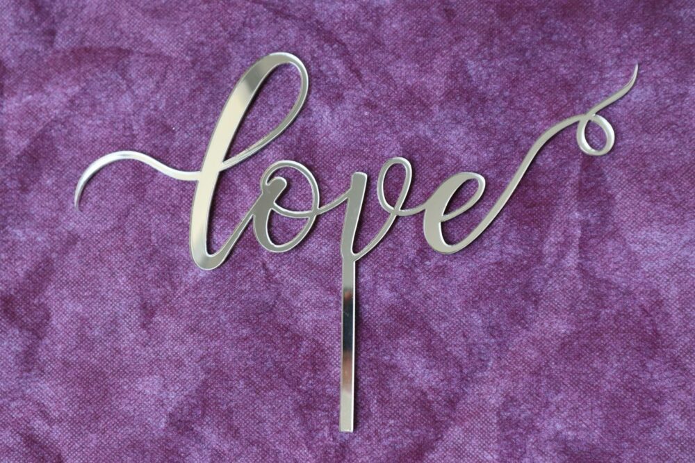 Cake Topper scritta - Love -  in Plexiglass Regplex per Torta - immagine 2