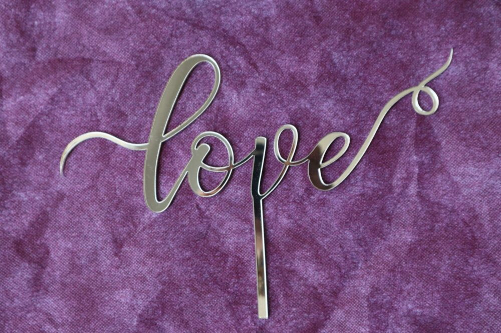 Cake Topper scritta - Love -  in Plexiglass Regplex per Torta - immagine 3