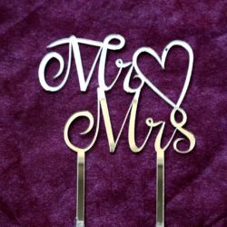 Cake Topper scritta - Mr  Mrs - in Plexiglass Regplex Decorazione per Torta - immagine 3