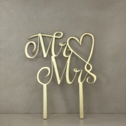 Cake Topper scritta - Mr  Mrs - in Plexiglass Regplex Decorazione per Torta