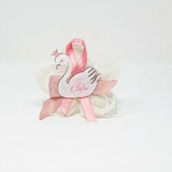 Cigno Nascita Rosa in Plexiglas in versione accessorio per Bomboniera Regplex Personalizzabile
