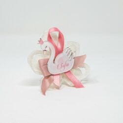 Cigno Nascita Rosa in Plexiglas in versione accessorio per Bomboniera Regplex Personalizzabile - immagine 4