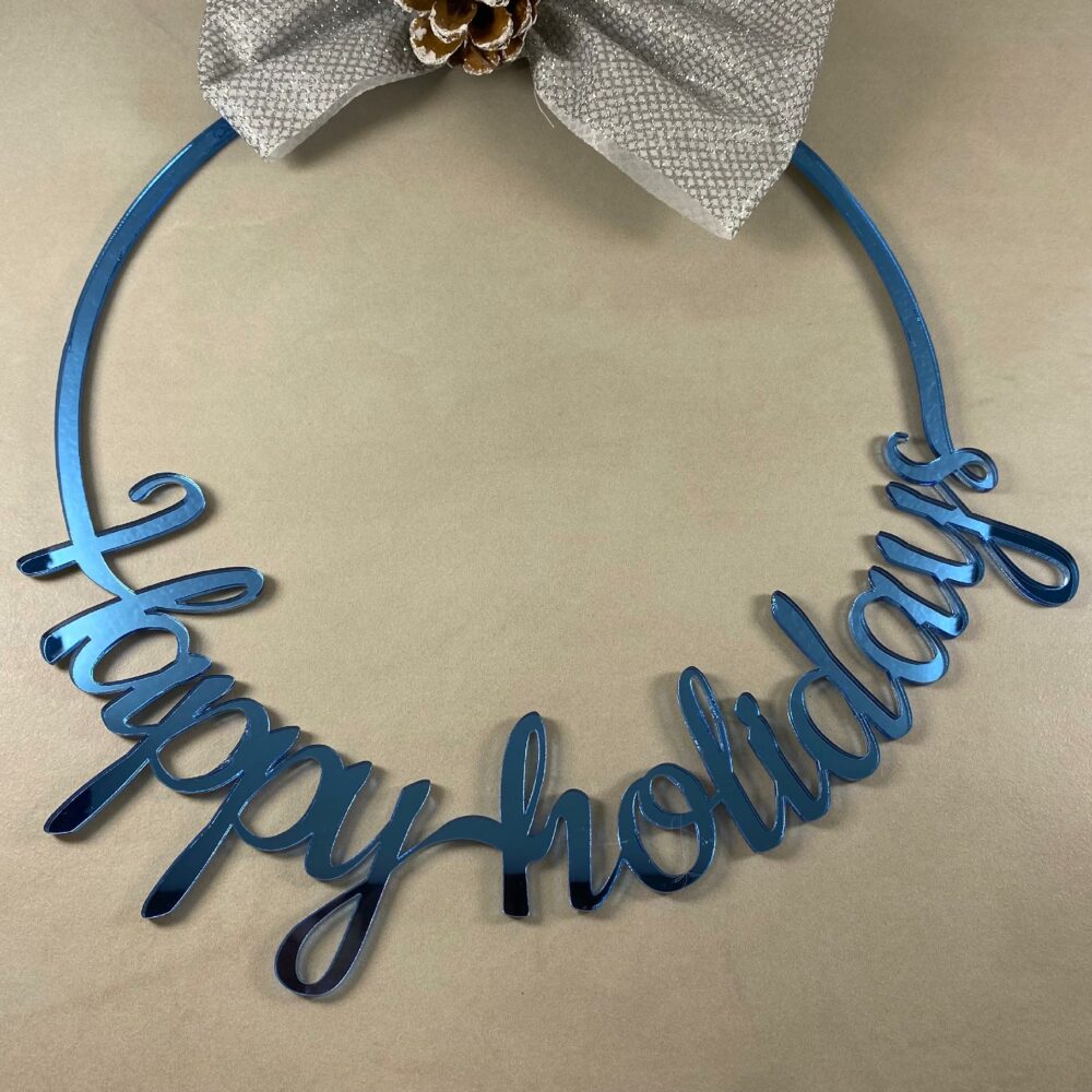 Ghirlanda Natalizia Fuoriporta Specchiata con scritta "Happy Holidays" Regplex in Plexiglass GH-3 - immagine 4