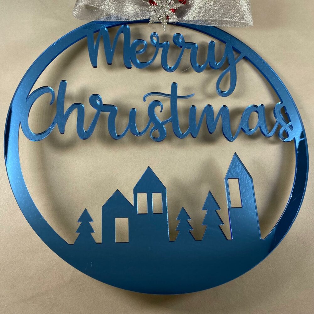 Ghirlanda Natalizia Fuoriporta Specchiata con scritta "Merry Christmas" Regplex in Plexiglass GH-1 - immagine 3