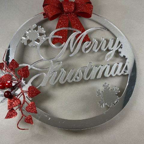 Ghirlanda Natalizia Fuoriporta Specchiata con scritta "Merry Christmas" Regplex in Plexiglass GH-4