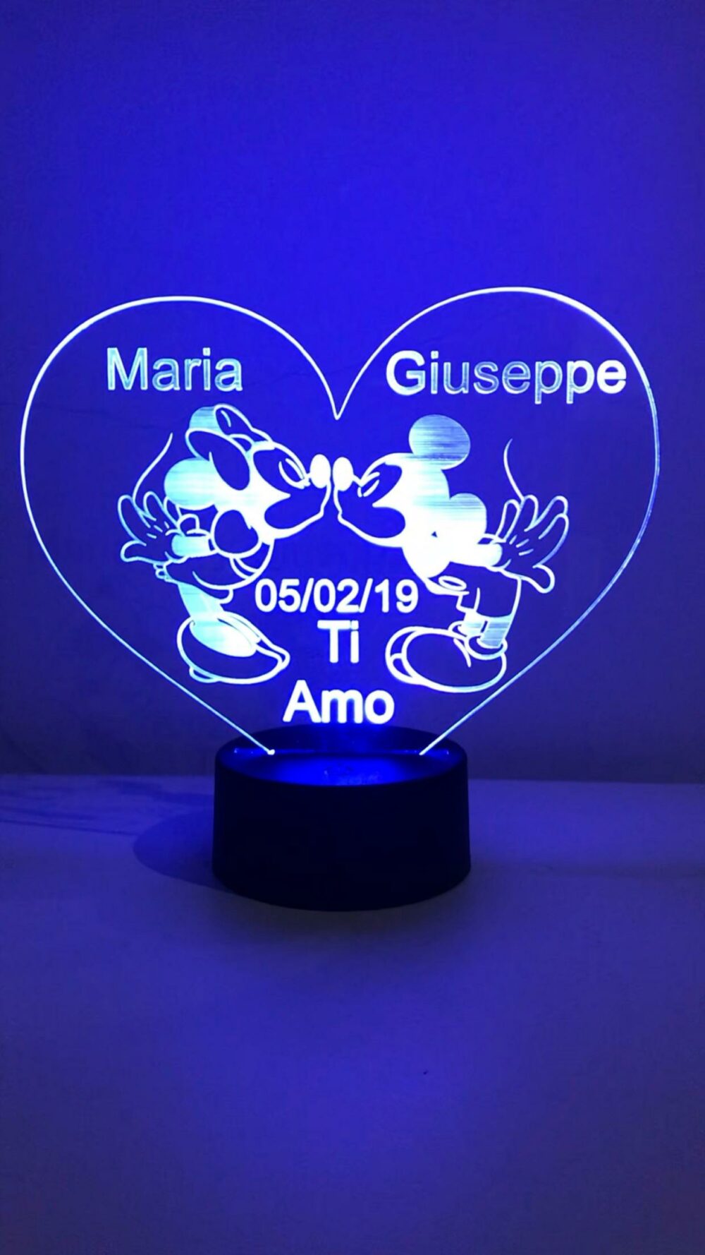 Lampada a Cuore per Innamorati con Scritta Personalizzata Regplex Base LED RGB - immagine 2