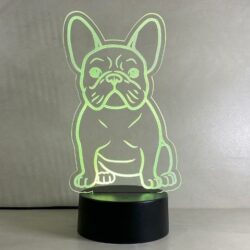 Lampada Bull Dog Francese con Scritta Personalizzata Regplex Base LED RGB