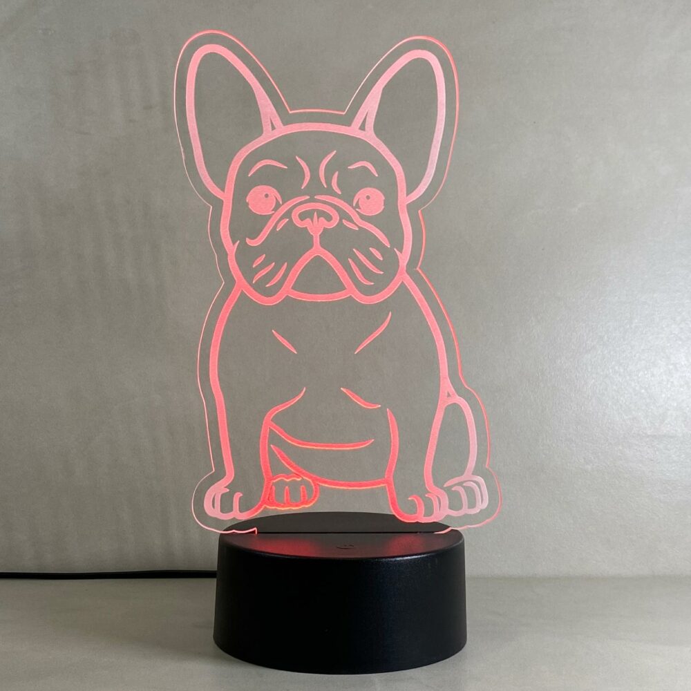 Lampada Bull Dog Francese con Scritta Personalizzata Regplex Base LED RGB - immagine 4