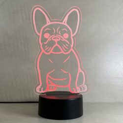 Lampada Bull Dog Francese con Scritta Personalizzata Regplex Base LED RGB - immagine 4