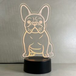 Lampada Bull Dog Francese con Scritta Personalizzata Regplex Base LED RGB - immagine 7