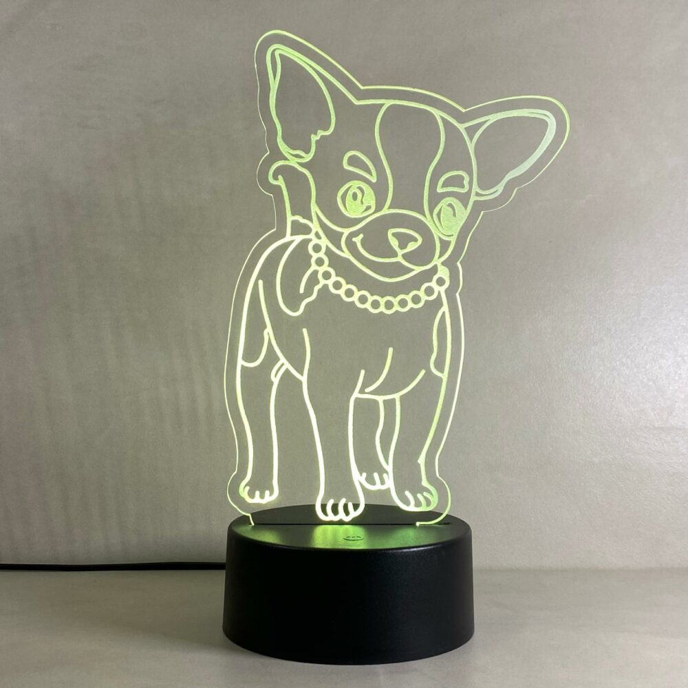 Lampada chihuahua con Scritta Personalizzata Regplex Base LED RGB - immagine 3