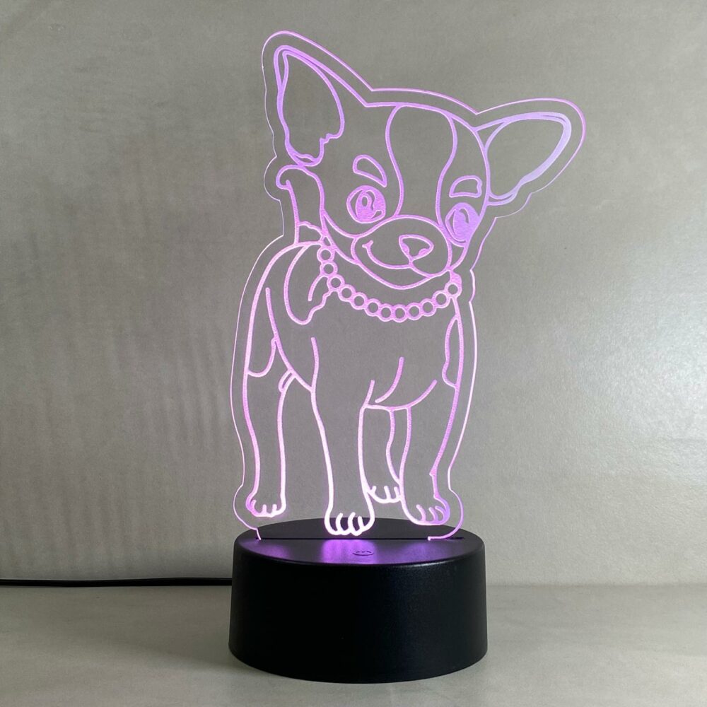 Lampada chihuahua con Scritta Personalizzata Regplex Base LED RGB - immagine 4