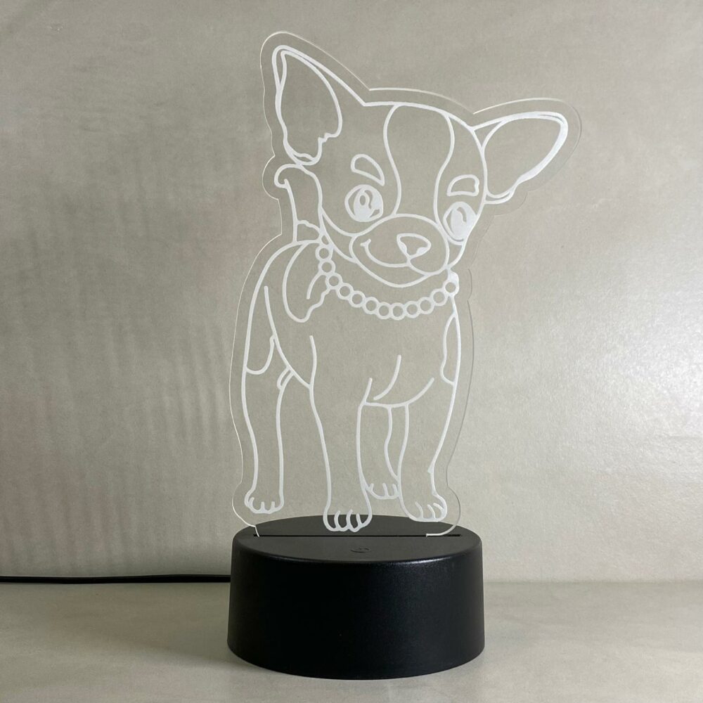 Lampada chihuahua con Scritta Personalizzata Regplex Base LED RGB - immagine 5