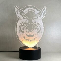 Lampada Cinghiale Wild Boar con Scritta Personalizzata Regplex Base LED RGB