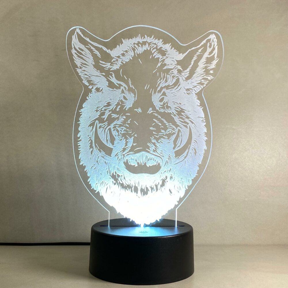 Lampada Cinghiale Wild Boar con Scritta Personalizzata Regplex Base LED RGB - immagine 7