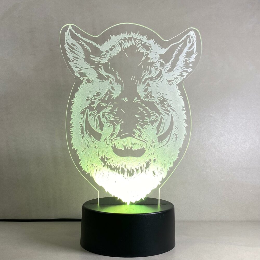 Lampada Cinghiale Wild Boar con Scritta Personalizzata Regplex Base LED RGB - immagine 8