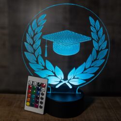 Lampada Corona di Laurea con Scritta Personalizzata Regplex Base LED RGB - immagine 2