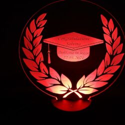 Lampada Corona di Laurea con Scritta Personalizzata Regplex Base LED RGB - immagine 3