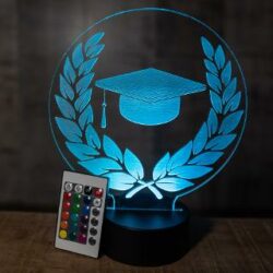 Lampada Corona di Laurea con Scritta Personalizzata Regplex Base LED RGB