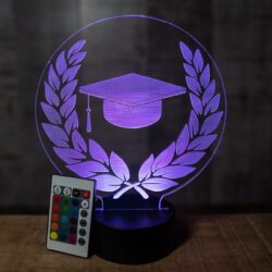 Lampada Corona di Laurea con Scritta Personalizzata Regplex Base LED RGB - immagine 8