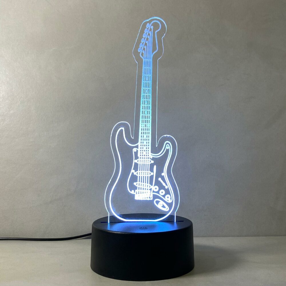 Lampada Fender Stratocaster con Scritta Personalizzata Regplex Base LED RGB - immagine 2