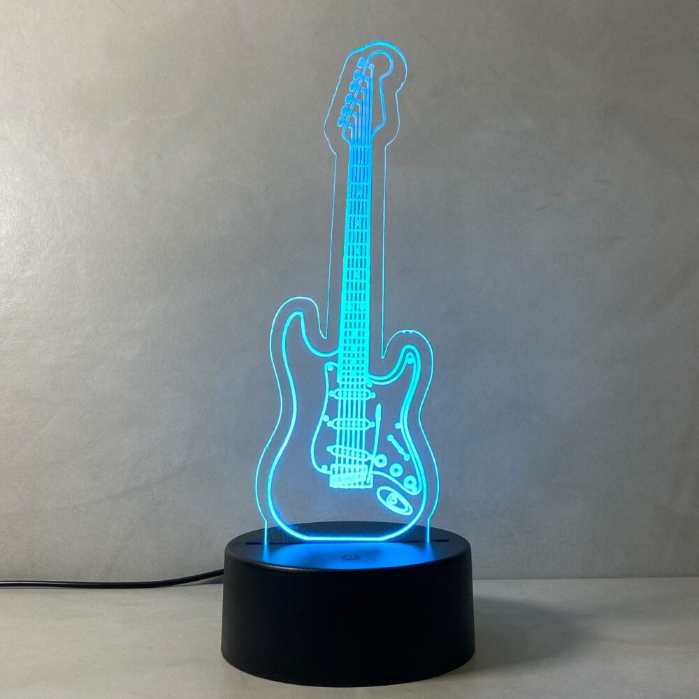 Lampada Fender Stratocaster con Scritta Personalizzata Regplex Base LED RGB - immagine 6