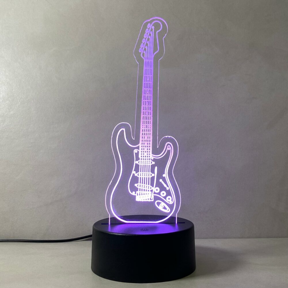 Lampada Fender Stratocaster con Scritta Personalizzata Regplex Base LED RGB - immagine 8