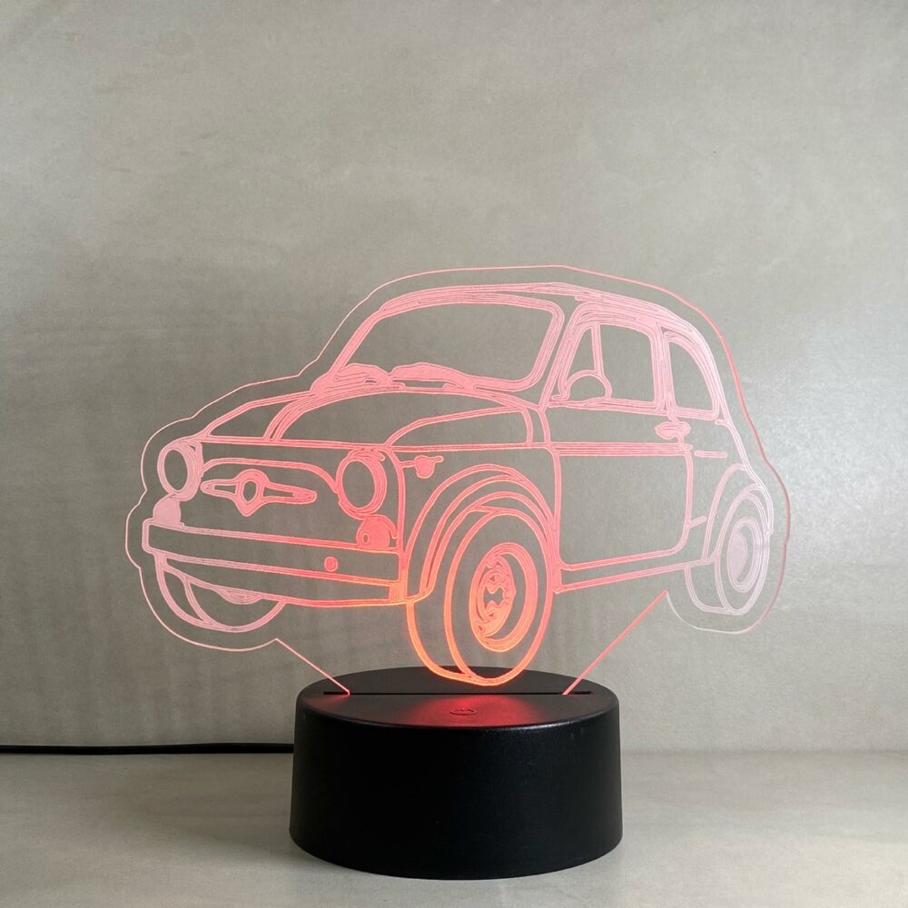 Lampada Fiat 500 con Scritta Personalizzata Regplex Base LED RGB - immagine 5