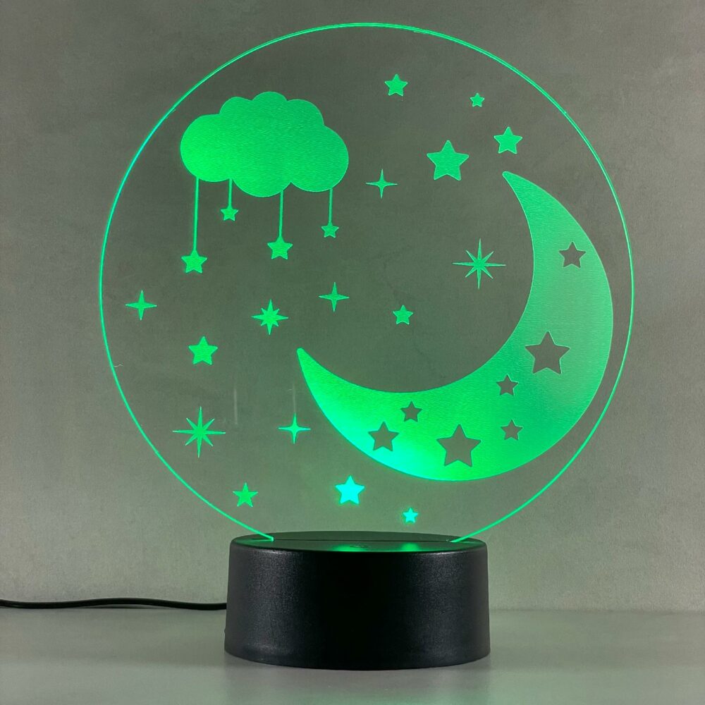 Lampada Luna e Stelle con Scritta Personalizzata Regplex Base LED RGB - immagine 2