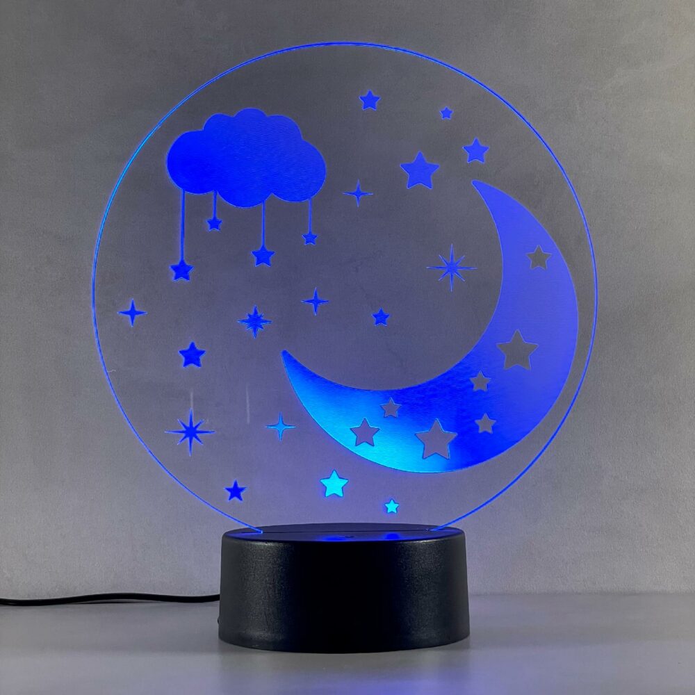 Lampada Luna e Stelle con Scritta Personalizzata Regplex Base LED RGB - immagine 3