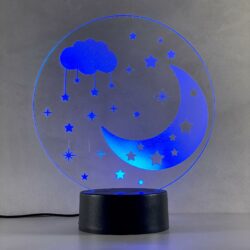 Lampada Luna e Stelle con Scritta Personalizzata Regplex Base LED RGB - immagine 3