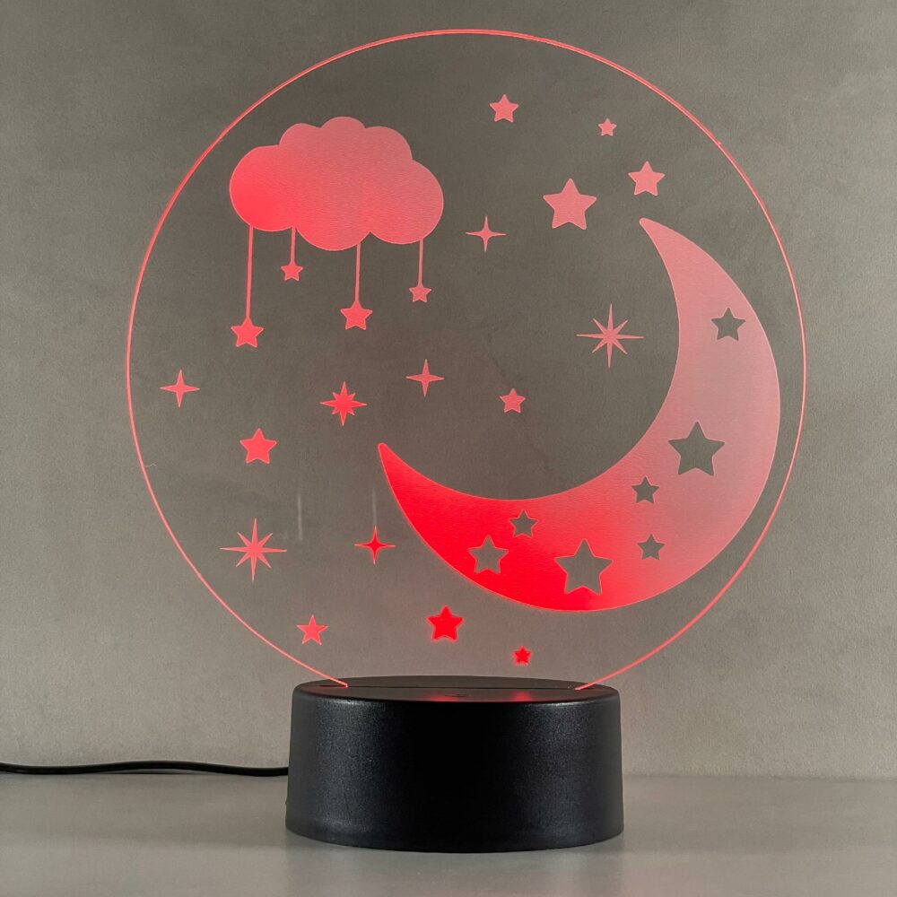 Lampada Luna e Stelle con Scritta Personalizzata Regplex Base LED RGB - immagine 4