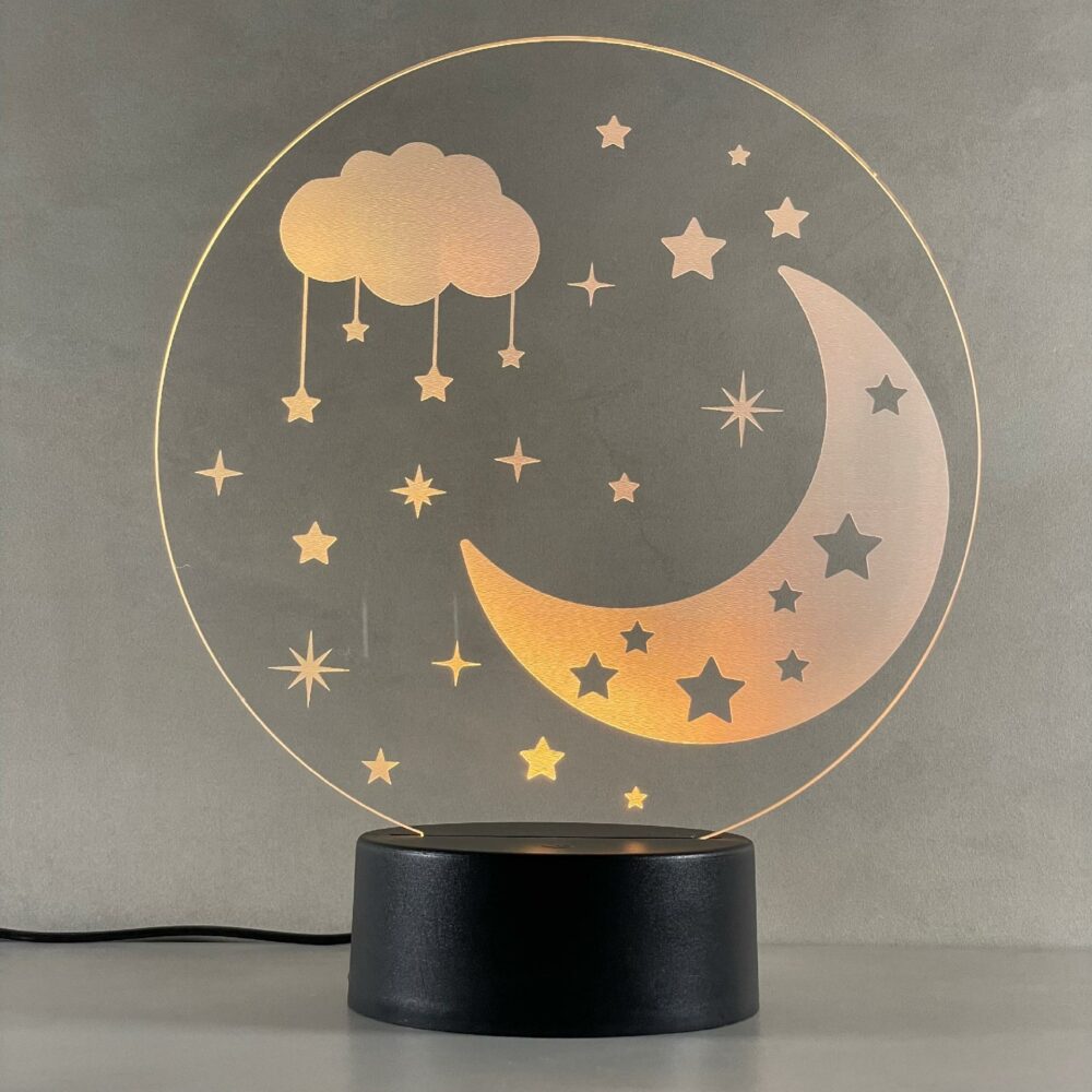 Lampada Luna e Stelle con Scritta Personalizzata Regplex Base LED RGB - immagine 5