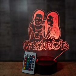 Lampada Me Contro Te con Scritta Personalizzata Regplex Base LED RGB