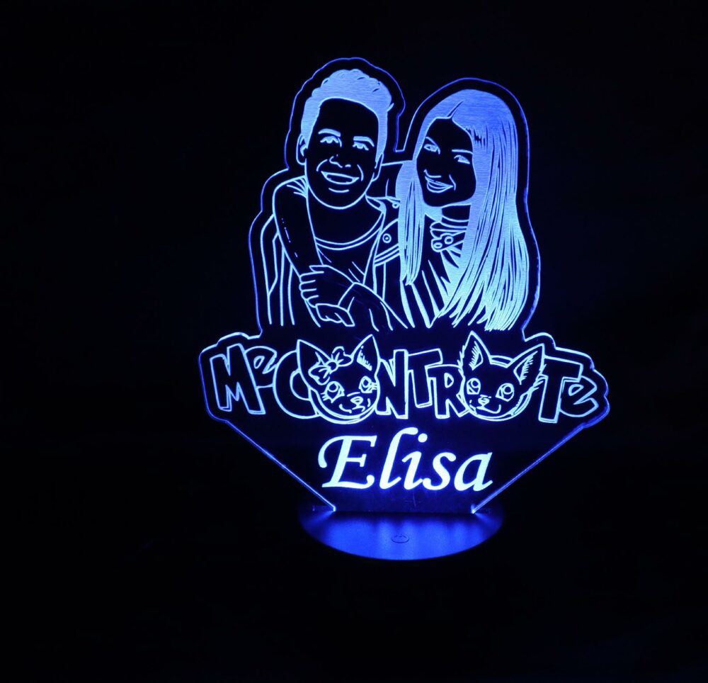 Lampada Me Contro Te con Scritta Personalizzata Regplex Base LED RGB - immagine 7