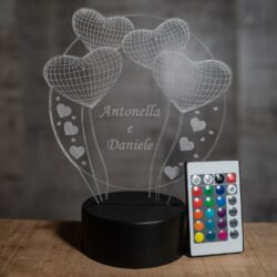 Lampada Mongolfiera di Cuori con Scritta Personalizzata Regplex Base LED RGB - immagine 4