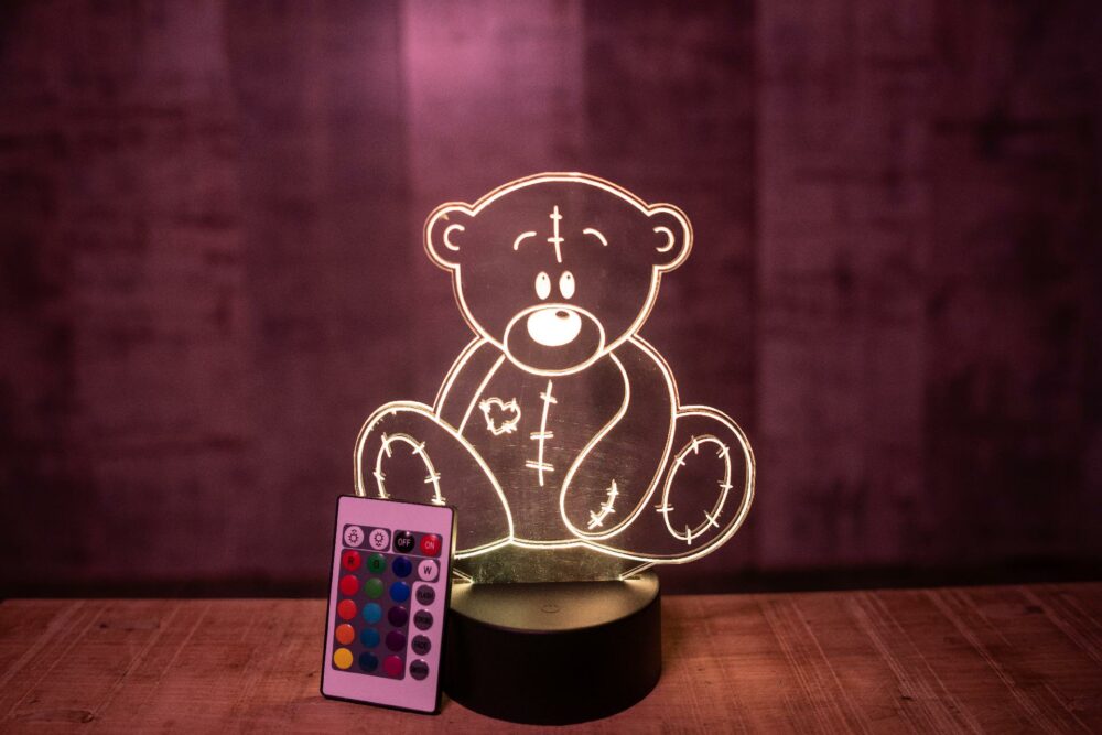 Lampada Orsacchiotto di Peluche con Scritta Personalizzata Regplex Base LED RGB - immagine 3