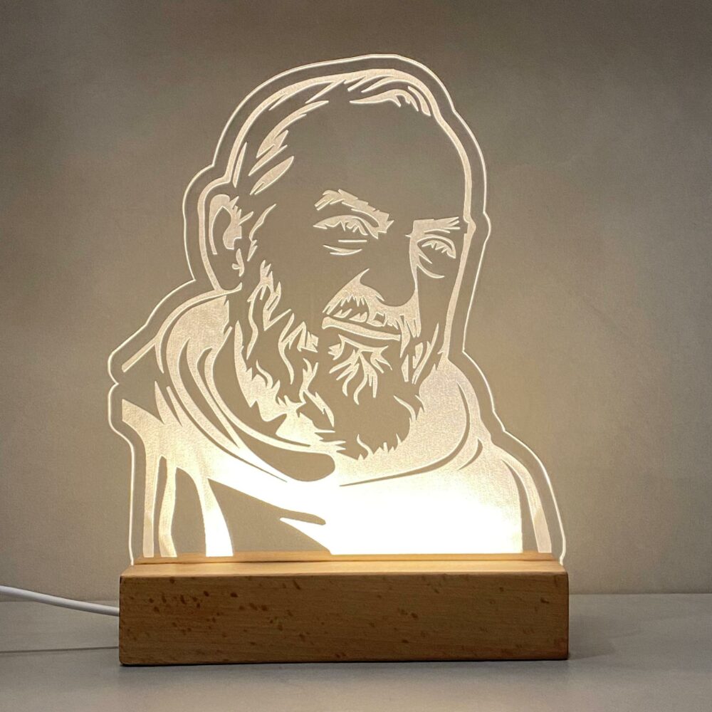 Lampada Padre Pio con Base in legno Regplex Base LED - immagine 2