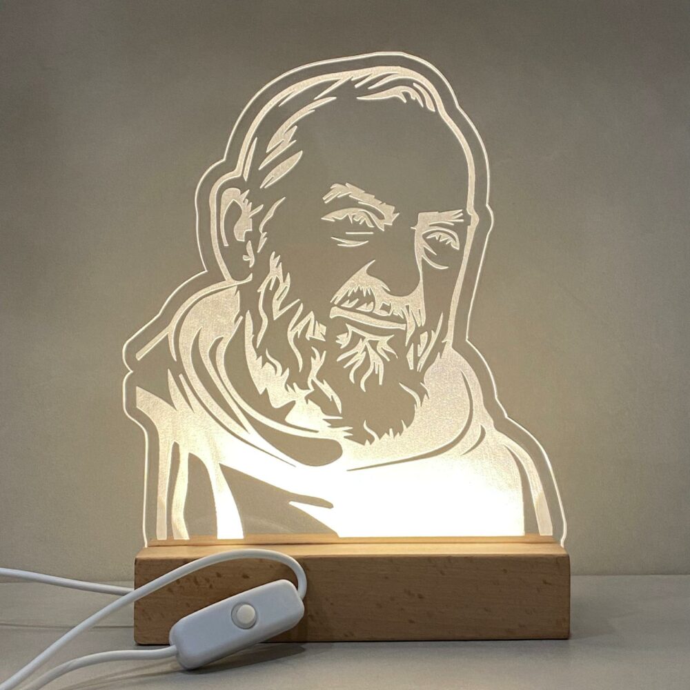 Lampada Padre Pio con Base in legno Regplex Base LED - immagine 3