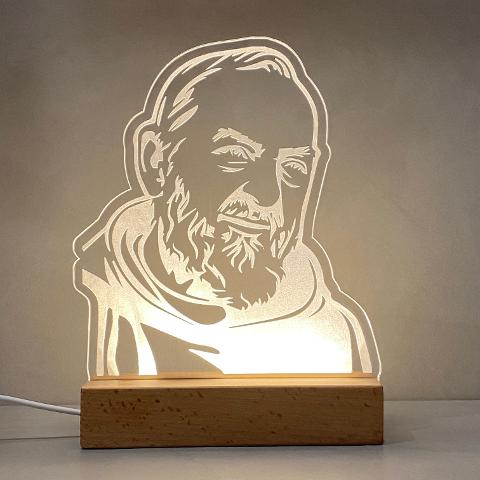 Lampada Padre Pio con Base in legno Regplex Base LED
