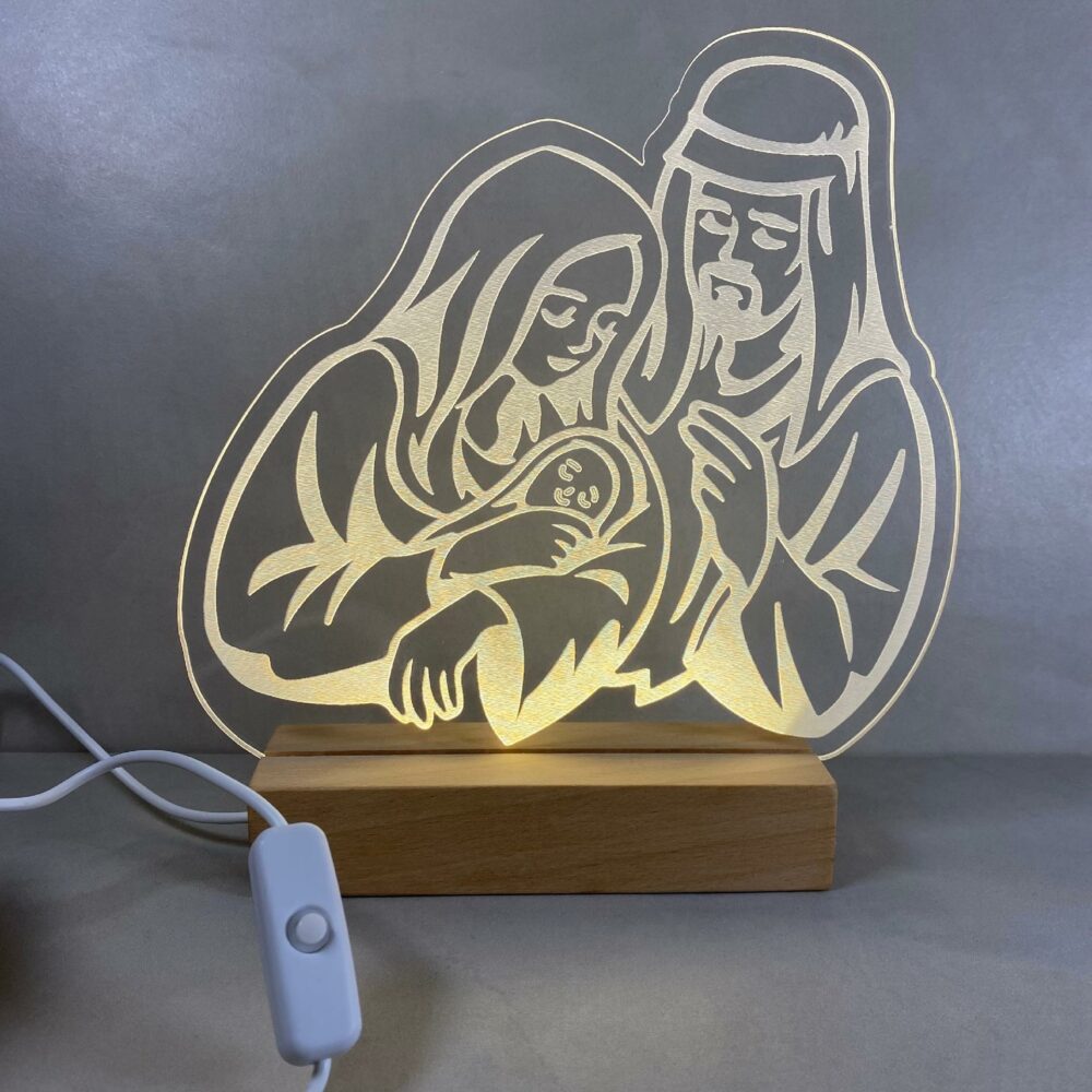 Lampada Sacra Famiglia Presepe con Base in legno Regplex Base LED - immagine 2