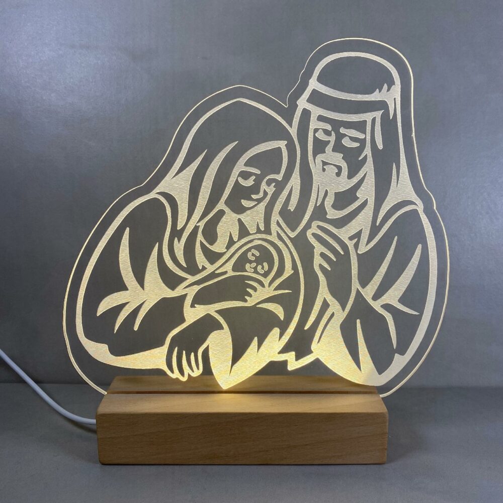 Lampada Sacra Famiglia Presepe con Base in legno Regplex Base LED - immagine 3