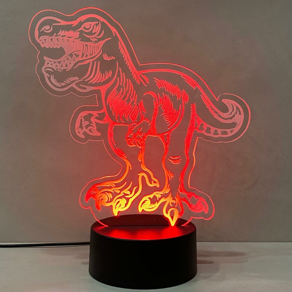 Lampada Tirannosauro rex con Scritta Personalizzata Regplex Base LED RGB - immagine 4
